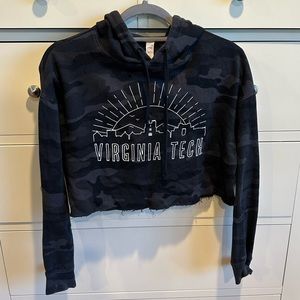Virginia Tech Cropped Black Camo Hoodie